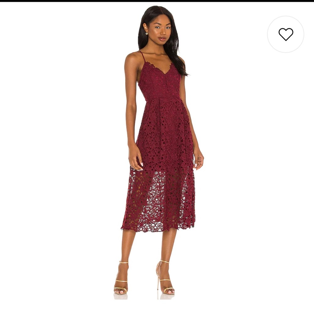 Lace A Line Midi Dress in Wine